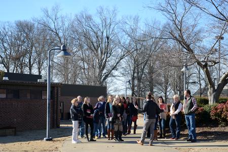 Andrew Key, enrollment counselor, leads a tour group around campus on Preview Day. - Photo by MiKalla Cotton