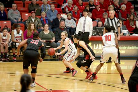 Amy Philamlee dribbles around a defender during a game against Valdosta State University, which the Lady Bulldogs won 77-66.  - Photo by Kristi McMurry Woody