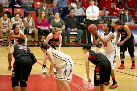 Fredi Nielson shoots a foul shot during a game in the Fred Delay Gymnasium. - Photo by Kristi McMurry Woody