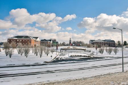 The snow-covered Great Lawn as seen from across the road. - Photo by Kristi McMurry Woody