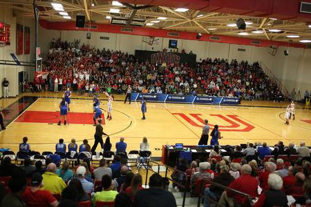The Fred Delay Gymnasium is full for the semifinal game of the NCAA Division II South Region Tournament against West Florida. - Photo by Kristi McMurry Woody