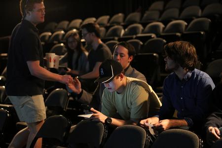 Students arrive at the Student Film Festival in the W.D. Powell Theatre. - Photo by Kristi McMurry Woody