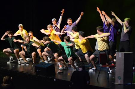 Lambda Chi Alpha performs "The Swift Life of Shawn" during Student Activities Council's Variety Show 2015 in the Carl Perkins Civic Center. - Photo by MiKalla Cotton