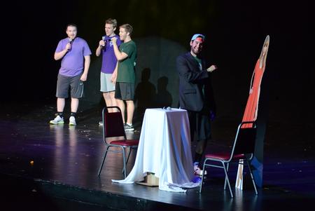 Lambda Chi Alpha performs "The Swift Life of Shawn" during Student Activities Council's Variety Show 2015 in the Carl Perkins Civic Center. - Photo by MiKalla Cotton