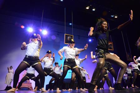 Zeta Tau Alpha performs "Fugitive" during Student Activities Council's Variety Show 2015 in the Carl Perkins Civic Center. - Photo by MiKalla Cotton