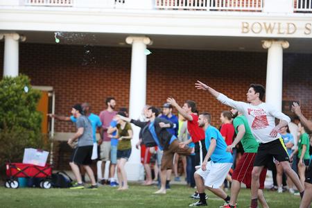 The last few students left in the balloon toss competition attempt to win during Field Day.  - Photo by Kristi McMurry Woody