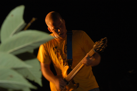 Alumnus Noel Clark plays with Jason Fitt's band during Fall Fest '04. - Photo by Jonathan Blair