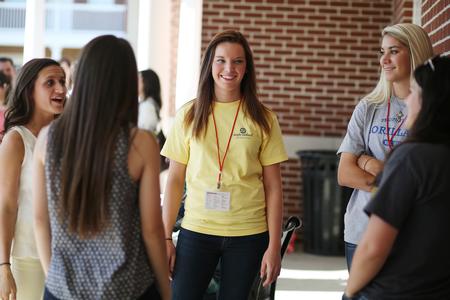 New students from the class of 2019 chat during a refreshment break at Summer Orientation.  - Photo by Kristi McMurry Woody