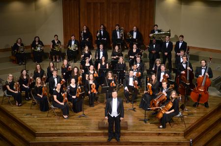 The Union University Orchestra before performing a concert at First Baptist Church in Jackson. - Photo by Meg Rushing