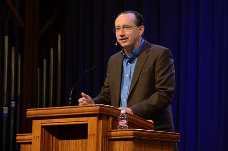 Jeff Iorg, president of Golden Gate Seminary, speaks to students in the G.M. Savage Memorial Chapel. - Photo by Elizabeth Wilson