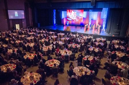 A sea of tables line the floor of the Carl Perkins Civic Center for the 18th annual Scholarship Banquet. - Photo by David Parks