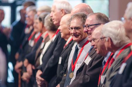 Members of the class of 1966 are recognized during homecoming chapel. - Photo by David Parks
