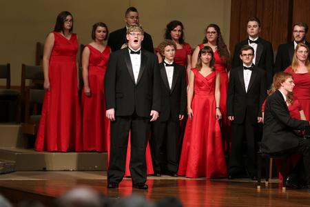 The University Singers perform during the Fall Choral Concert held at First Baptist Church. - Photo by Kristi McMurry Woody