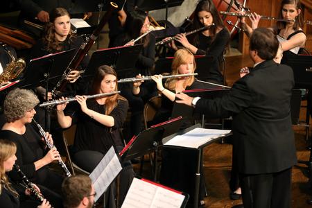 Symphonic Band, led by Michael Mann, performs during the fall concert at First Baptist Church. - Photo by Kristi McMurry Woody