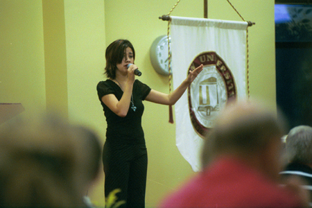 Christian music artist Nikki Leonti provided the entertainment for the Faculty/Staff Dinner. - Photo by Jim Veneman