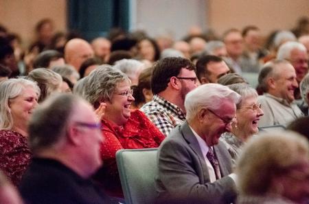 The audience laughs after Fred Luter makes a humorous comment during the West Tennessee Evangelism Rally in the G.M. Savage Memorial Chapel. - Photo by David Parks