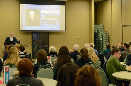 Daniel Dreisbach speaks on "How Thomas Jefferson’s Wall of separation Redefined Religion’s Place in American Public Life" during the Provost's Lecture. - Photo by MiKalla Cotton