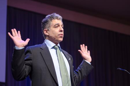"Are you committed to Christ, or are you surrendered?" asks Omar Hamada, urging the congregation to live a life completely surrendered to Christ, in the G.M. Savage Memorial Chapel. - Photo by David Parks
