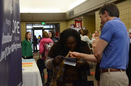 Organizations communicate with students during Social Work Awareness Day held in the Student Union Building. - Photo by MiKalla Cotton