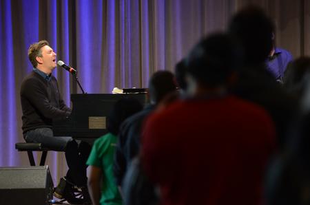 Travis Cotrell, worship leader at Englewood Baptist Church, leads a worship chapel service in the G.M. Savage Memorial Chapel. - Photo by MiKalla Cotton