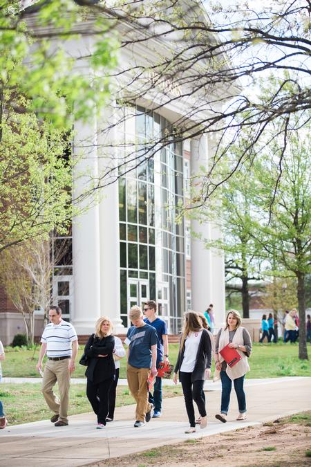 Prospective students and their families enjoy a tour around campus during Day at the U.  - Photo by Kristi McMurry Woody