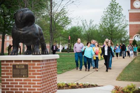 Prospective students and their families enjoy a tour around campus during Day at the U.  - Photo by Kristi McMurry Woody
