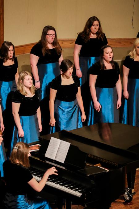 Cantilena, the women's choir, performs for the spring choral concert at First Baptist Church. - Photo by Kristi McMurry Woody