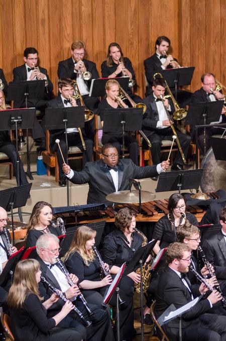 The last note falls during the ending piece of the Symphonic Band concert in First Baptist Church. - Photo by David Parks