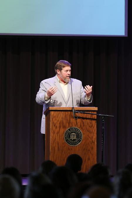 Ben Mitchell, provost and vice president for academic affairs, speaks in chapel during Welcome Week. - Photo by Kristi McMurry Woody