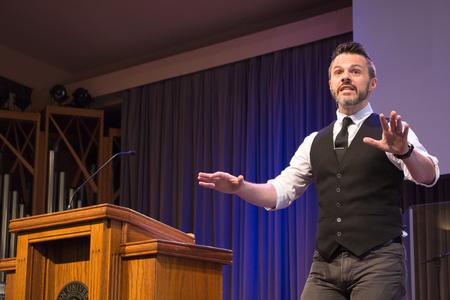 Founder and Executive Director for Love Thy Neighborhood, Jesse Eubanks, encourages students to "just show up."  - Photo by Janelle Vest