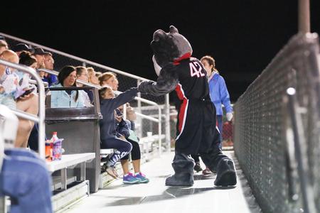 Buster hangs out with fans at the Bulldog soccer game during Family Weekend. - Photo by Kristi McMurry Woody
