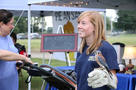 During Union Night, biology students show families a few of the birds that the biology department are rehabilitating. - Photo by Elizabeth Wilson