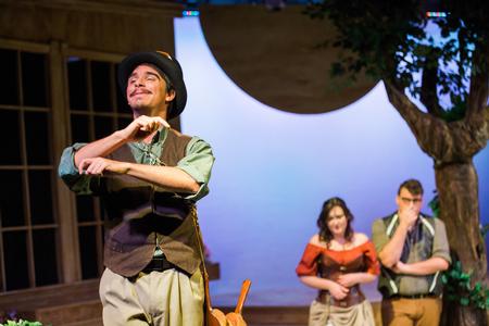 Ian Maupin, junior economics with honors major, plays the part of Francis Flute in the Union production of <em>A Midsummer Night's Dream</em>. - Photo by Kristi McMurry Woody