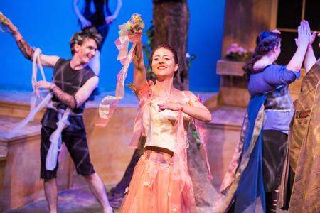Sophomore Ashley Greene performs as one of the fairies during the finale of Union's production of <em>A Midsummer Night's Dream</em>. - Photo by Kristi McMurry Woody
