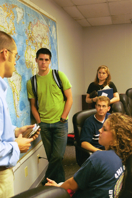 Students and faculty gather for a <i>Global Gathering</i> to be more aware of the global  missions' situation. - Photo by Amanda Smith