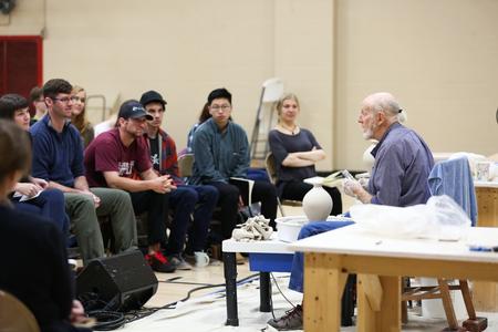 Students enjoy hearing about the ceramics industry from Jack Troy during an art workshop. - Photo by Kristi McMurry Woody