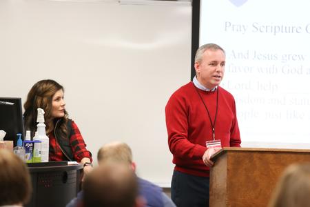 Dub and Susie Oliver, president and first lady of the university, lead a breakout session on leading your children to Christ during the West TN Evangelism Rally. - Photo by Kristi McMurry Woody