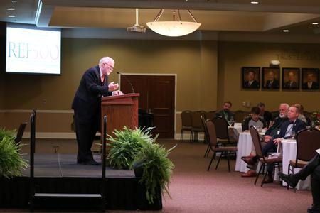 Timothy George, founding dean of Beeson Divinity School, gives the first plenary lecture for the Ref500 conference to celebrate the 500th anniversary of the Protestant Reformation. - Photo by Kristi McMurry Woody