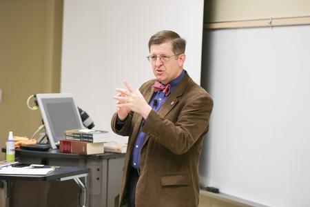 Ray Van Neste, professor of Biblical studies, speaks in a session of Ref500, a conference commemorating the 500th anniversary of the Protestant Reformation. - Photo by Kristi McMurry Woody