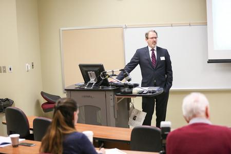John Netland, dean for the College of Arts and Sciences, speaks during the parallel sessions of the Reformation 500 Festival. - Photo by Kristi McMurry Woody