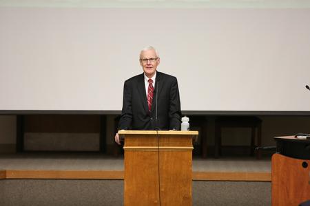 James Patterson, associate dean for the school of theology and missions, gives the inaugural lecture in the Dockery Lecture Series. - Photo by Kristi McMurry Woody