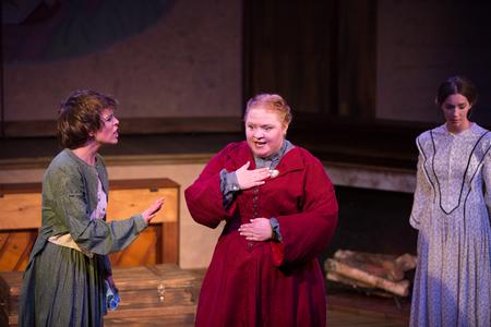 Aunt March, played by Wendy Laarz, reacts to Jo, played by Tatum Sheppard, during Little Women. - Photo by Kristi McMurry Woody