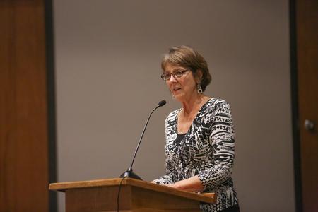 Marilyn Chandler McEntyre speaks during one of four Scholar in Residence Lectures titled "Poetry, Politics and Spiritual Practice." - Photo by Kristi McMurry Woody