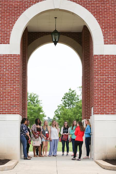 A group of prospective students, along with family members, gets a tour of campus during Day at the U. - Photo by Kristi McMurry Woody