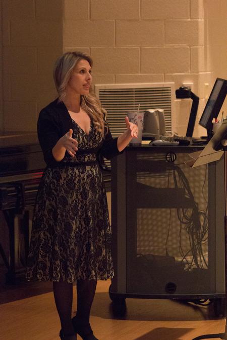 Sabrina Warren, adjunct music professor, gives a lecture recital in Hartley Hall. - Photo by Gretchen Foels