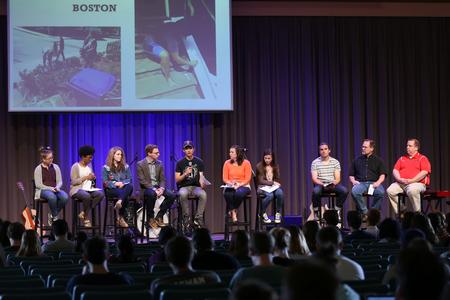 Members of the spring break GO Trips recap their experiences during chapel. - Photo by Kristi McMurry Woody