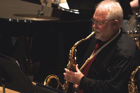 David McClune performs with the jazz band during their annual concert. - Photo by Riley Boggs