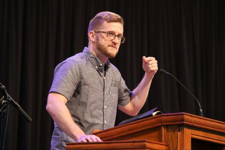 Timothy O'Day speaks in chapel. - Photo by Hannah Heckart