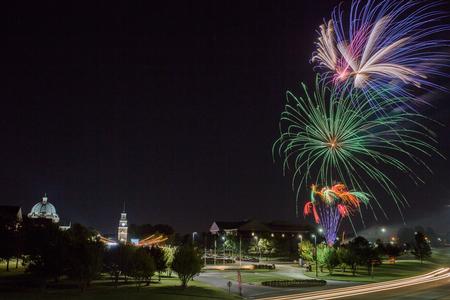 Fireworks light up the Great Lawn during Union Night at the conclusion of Family Weekend.  - Photo by Kristi McMurry Woody