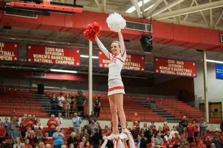 Union cheerleaders lead the crowd in some cheers before the homecoming game against Martin Methodist. - Photo by Kristi McMurry Woody